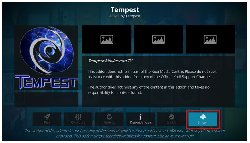 Install Tempest Kodi Addon